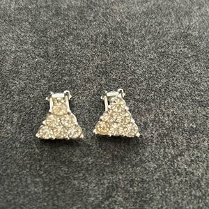 Vintage Bogoff Clip On‎ Rhinestone Triangle Earrings